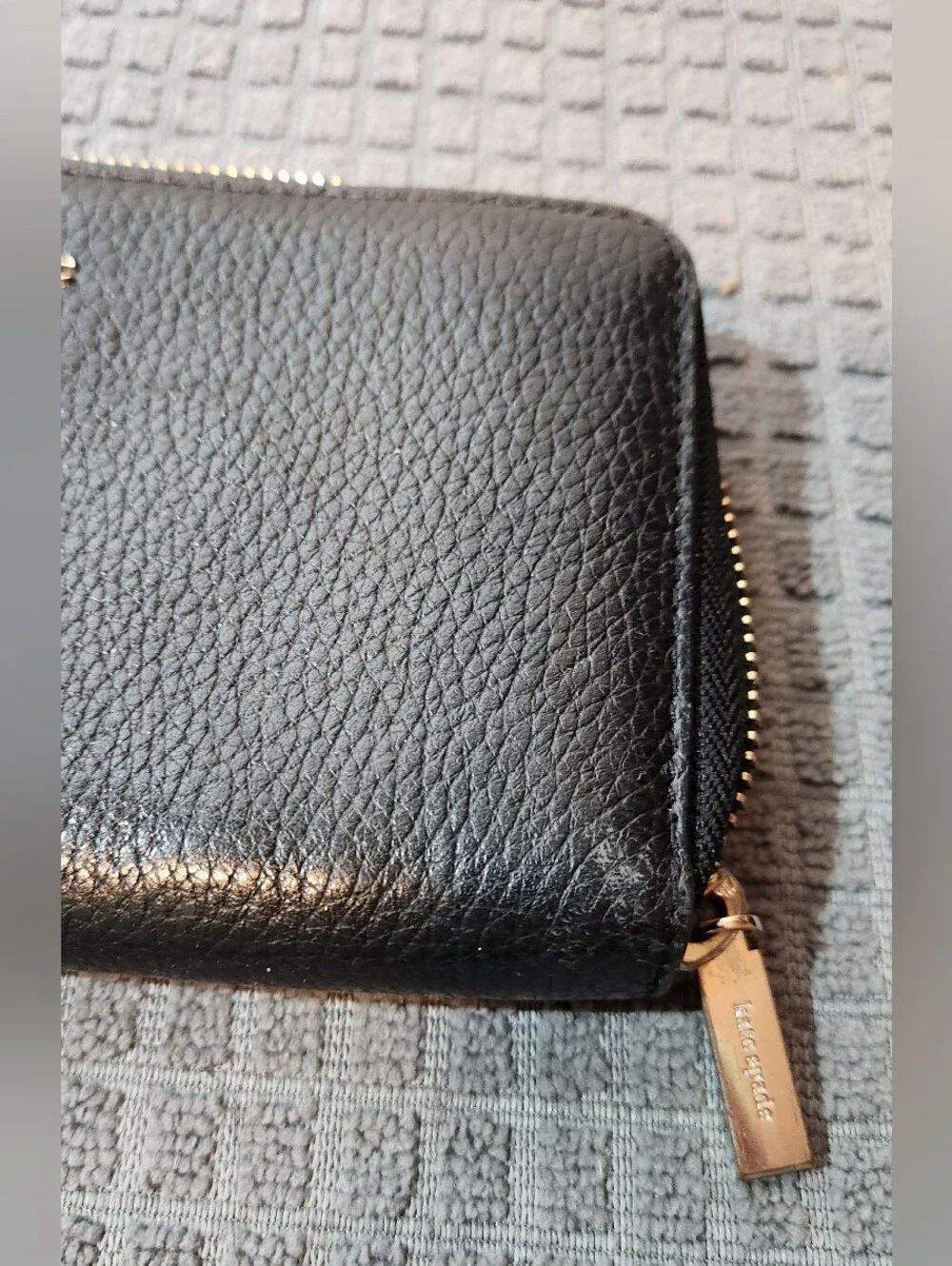 Kate Spade Leila Large Continental Wallet Black Pebbled Leather